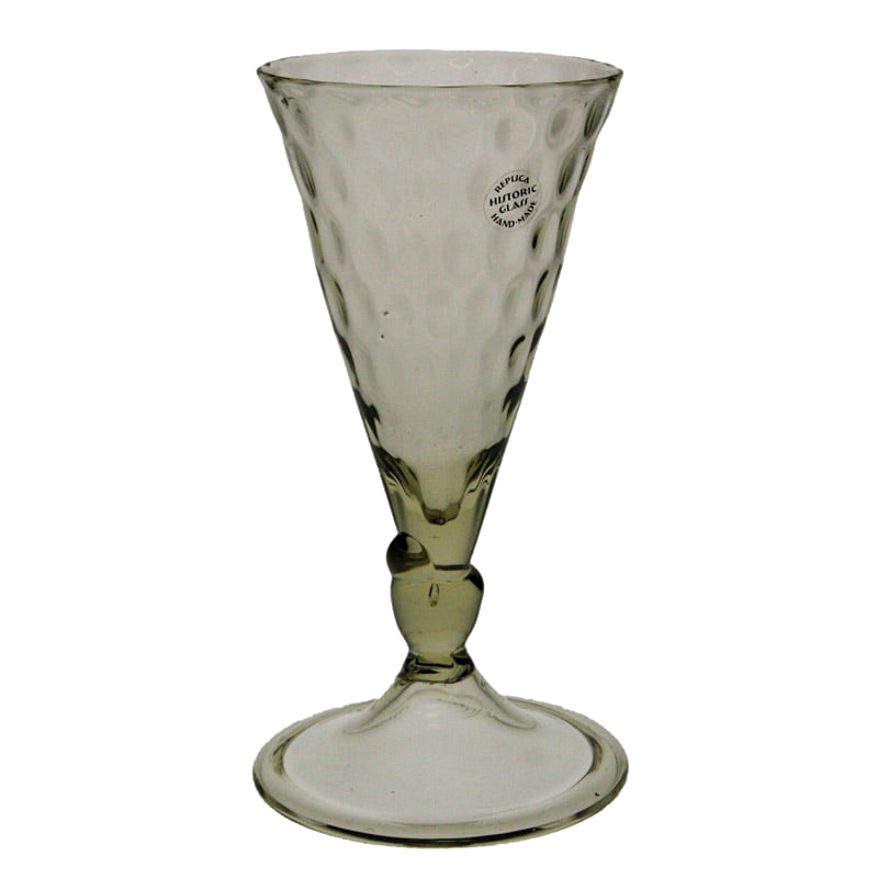 Spätmittelalterliches hohes mundgeblasenes Weinglas, nach Original aus Böhmen