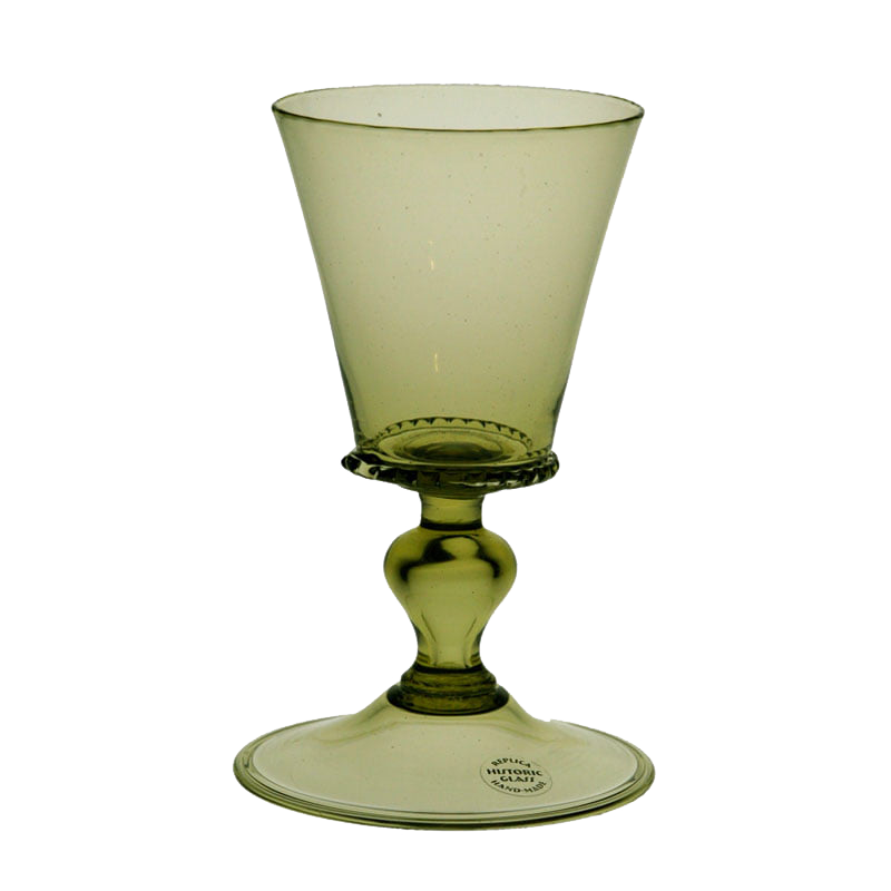 Spätmittelalterliches Weinglas mit mundgeblasenem Fuß, nach Original aus Böhmen